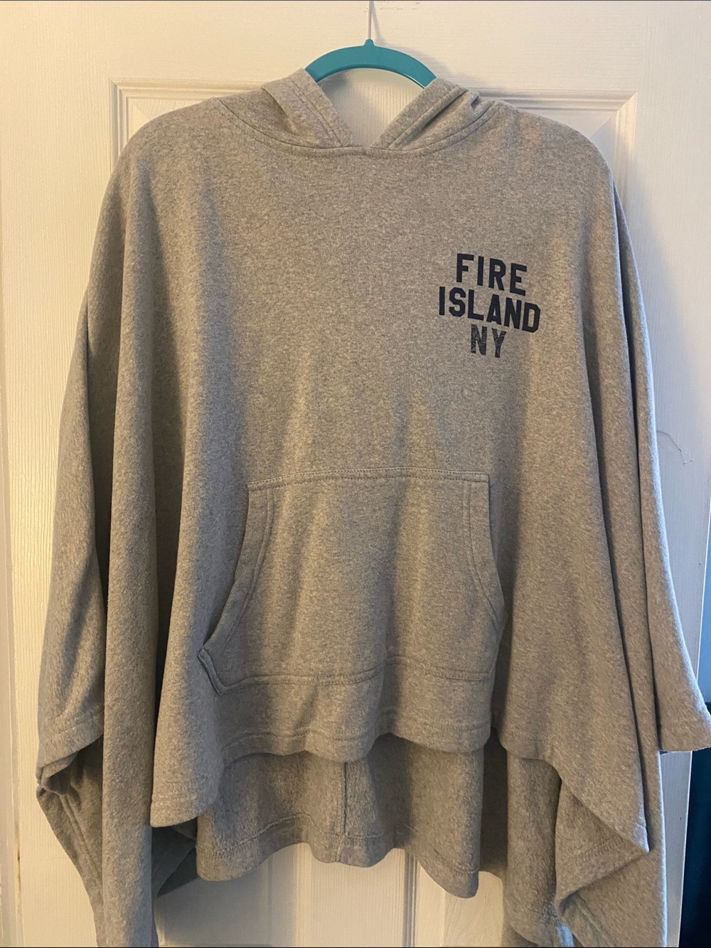 MV Sport Women's Gray Hooded Poncho Sweatshirt
